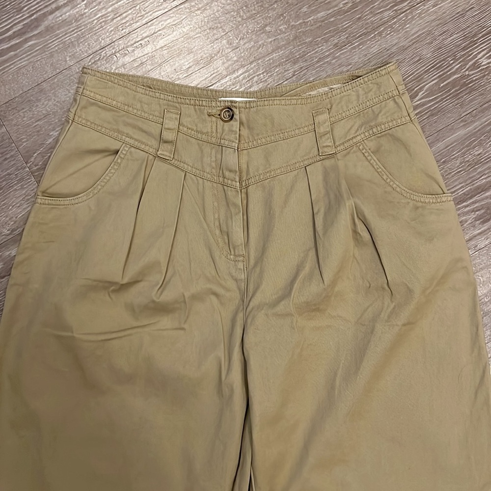 Topshop slouchy greenish cream pleated jeans/pants - Picture 5 of 6